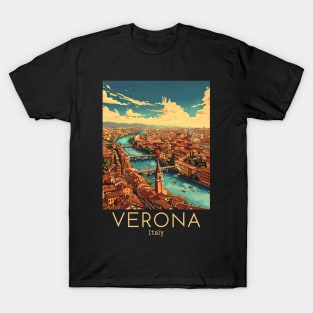 A Vintage Travel Illustration of Verona - Italy T-Shirt